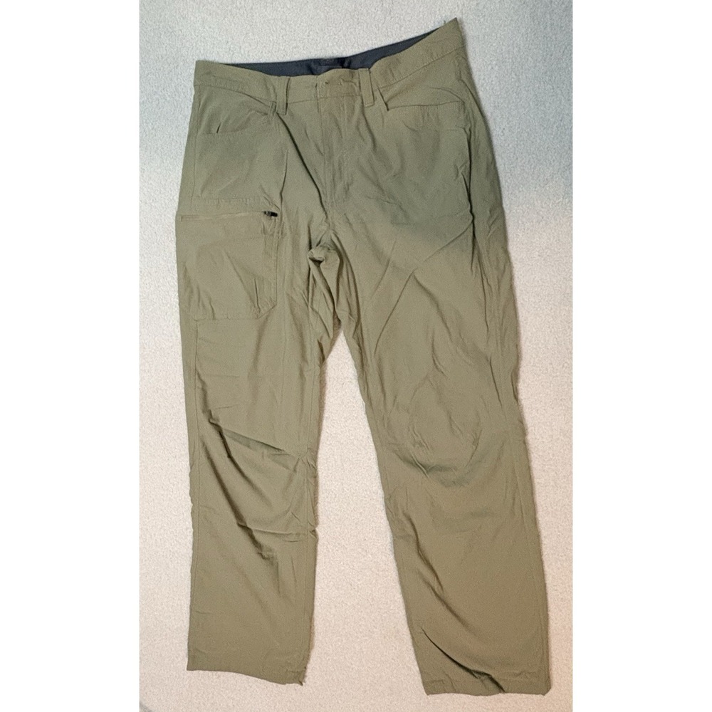 Eddie Bauer Mens Fleece Lined Tech Pants Size 34x32 Khaki  Outdoor Nylon Hiking